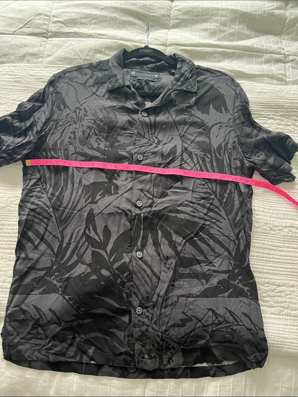 All Saints Men's Black Tropical-Print Short-Sleeve Button-Down Shirt - Picture 8 of 8
